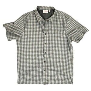Fjallraven Abisko Hike Shirt Short Sleeve Plaid Zip Pocket Summer Camp Mens XL
